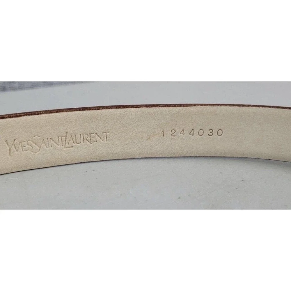 YSL Yves Saint Laurent Vintage Scotch Grain Leather Belt 40/100 Gold Buckle